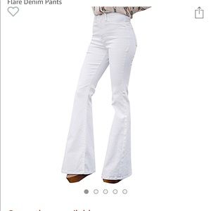 white denim flare jeans